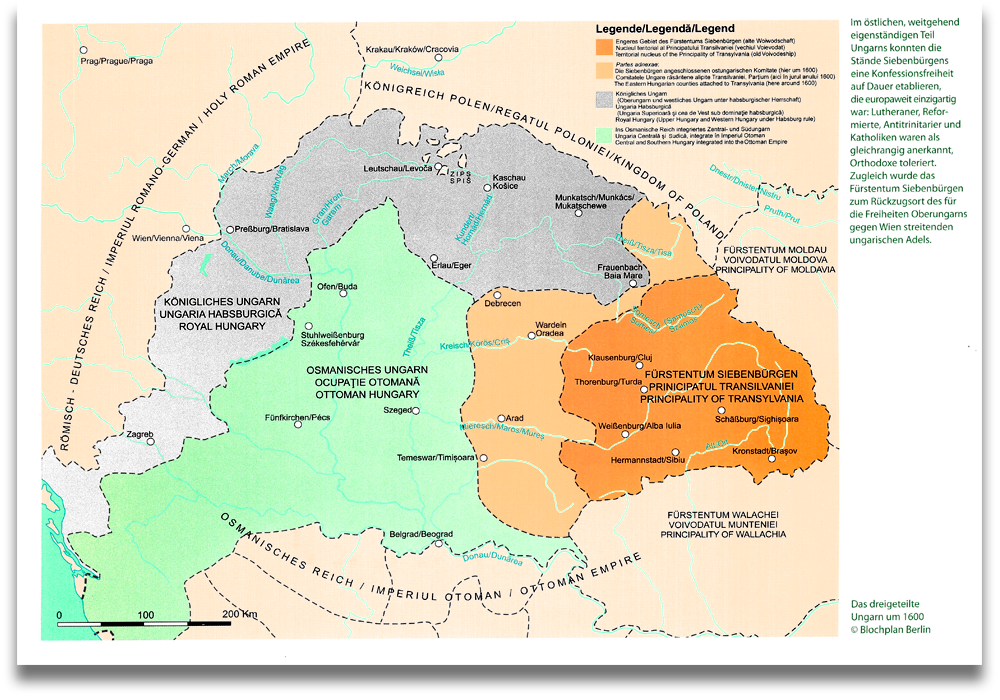 Ausstellungskatalog | Andreanum 800 Jahre. Seite 25: Das dreigeteilte Ungarn um 1600. Karte: © Blochplan Berlin Ausstellungskatalog | Andreanum 800 Jahre. Seite 25: Das dreigeteilte Ungarn um 1600. Karte: © Blochplan Berlin