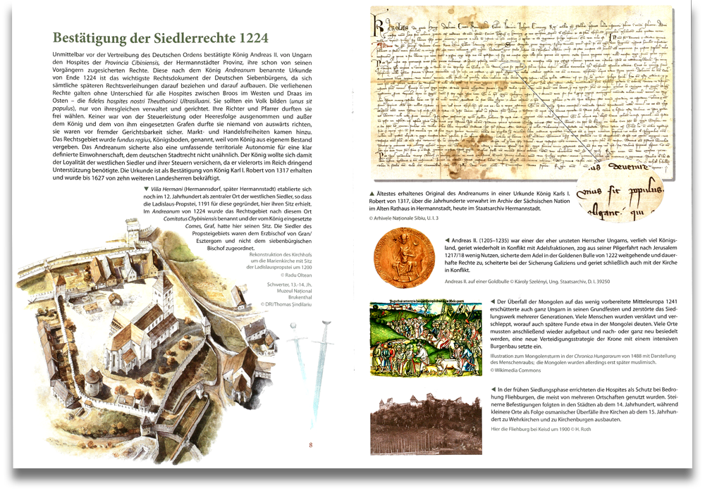 Andreanum 800 Jahre. Seiten 8 und 9: Bestätigung der Siedlerrechte 1224 Andreanum 800 Jahre. Seiten 8 und 9: Bestätigung der Siedlerrechte 1224