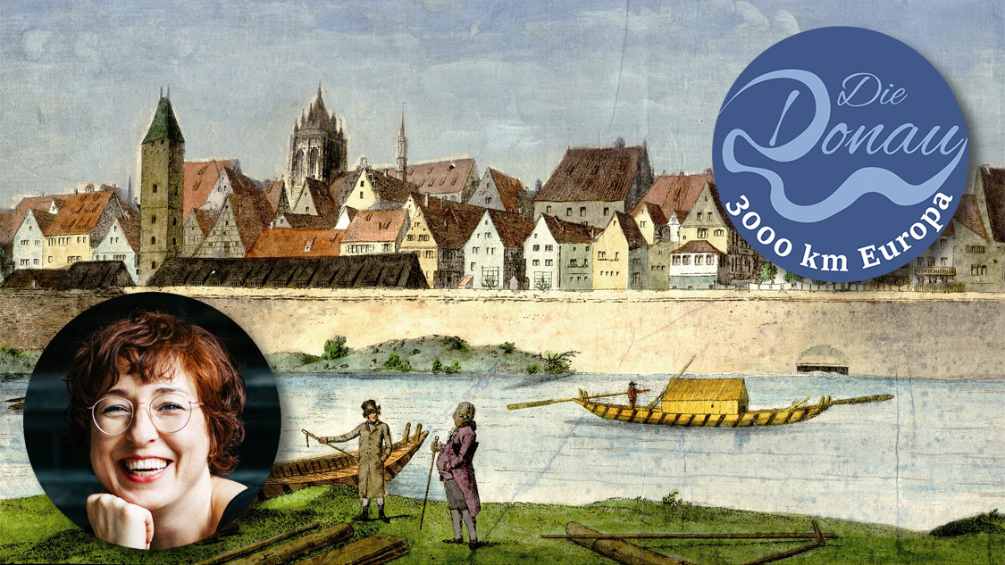 Ulmer Schachtel auf der Donau bei Ulm. Kupferstich von Johannes Hans, um 1819. Portrait: Karin Wedra © Institut für donauschwäbische Geschichte und Landeskunde / Portraitfoto: © Lenja Schulze, 2022