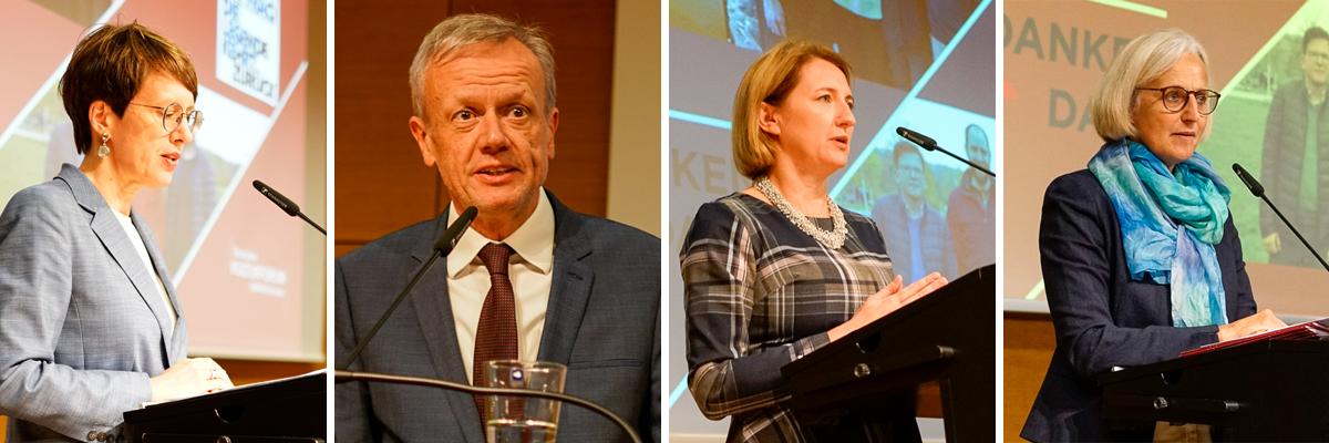 Zur Begrüßung sprachen: Dr. Gundula Bavendamm, Direktorin des Dokumentationszentrums Flucht, Vertreibung, Versöhnung | Dr. Harald Roth, Direktor des Deutschen Kulturforums östliches Europa | Botschaftsrätin Alisa Podoljak | Grußwort: Christiane Hoffmann, Erste Stellvertretende Sprecherin der Bundesregierung. Fotos: © Deutsches Kulturforum östliches Europa, 2023 • Georg Franke Zur Begrüßung sprachen: Dr. Gundula Bavendamm, Direktorin des Dokumentationszentrums Flucht, Vertreibung, Versöhnung | Dr. Harald Roth, Direktor des Deutschen Kulturforums östliches Europa | Botschaftsrätin Alisa Podoljak | Grußwort: Christiane Hoffmann, Erste Stellvertretende Sprecherin der Bundesregierung. Fotos: © Deutsches Kulturforum östliches Europa, 2023 • Georg Franke