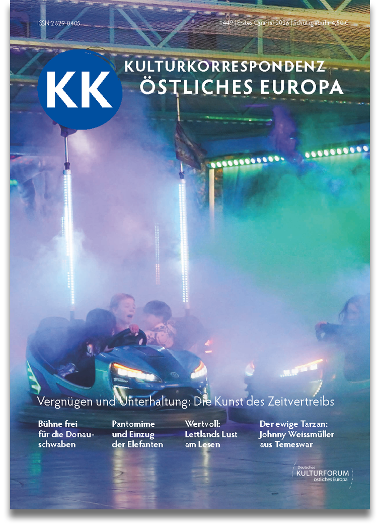 Titelbild: Vergnügen und Unterhaltung: Die Kunst des Zeitvertreibs | KK – Kulturkorrespondenz östliches Europa Nr. 1449 – Ausgabe Erstes Quartal 2026 Titelbild: Vergnügen und Unterhaltung: Die Kunst des Zeitvertreibs | KK – Kulturkorrespondenz östliches Europa Nr. 1449 – Ausgabe Erstes Quartal 2026