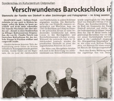 Zeitungsausschnitt: Weißenburger Tagblatt, 27./28.03.2010: Verschwundenes Barockschloss im Blickfeld Stammsitz der Familie von Dönhoff in alten Zeichnungen und Fotographien • Im Krieg zerstört • Etliche Kunstgegenstände gesichert, Zeitungsausschnitt: Weißenburger Tagblatt, 27./28.03.2010: Verschwundenes Barockschloss im Blickfeld Stammsitz der Familie von Dönhoff in alten Zeichnungen und Fotographien • Im Krieg zerstört • Etliche Kunstgegenstände gesichert,