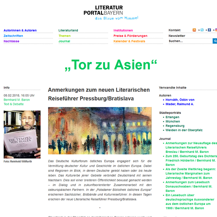 Screenshot – Literaturportal Bayern: «Tor zu Asien« Screenshot – Literaturportal Bayern: «Tor zu Asien«