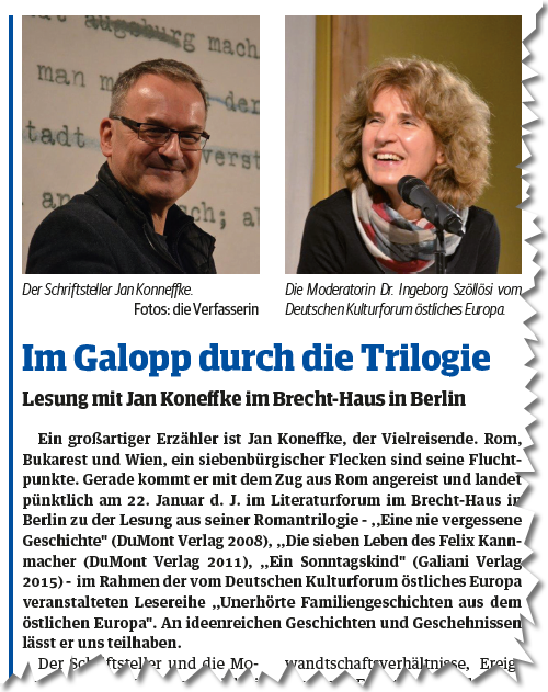 Im Galopp durch die Trilogie. Zeitungsauschnitt aus: Hermannstaedter Zeitung, 11. Februar 2022 Im Galopp durch die Trilogie. Zeitungsauschnitt aus: Hermannstaedter Zeitung, 11. Februar 2022