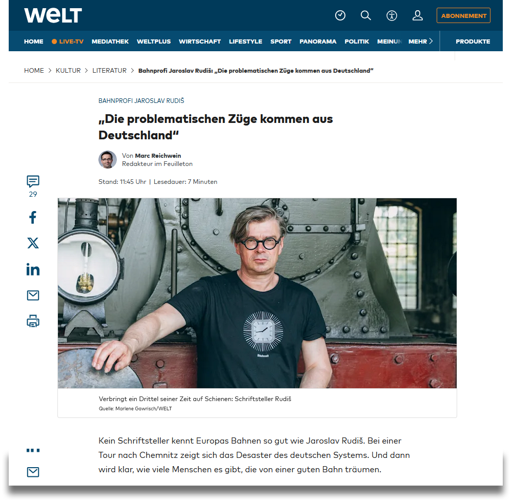 Screenshot: Welt am Sonntag, 27.07.2025: »Die problematischen Züge kommen aus Deutschland« Screenshot: Welt am Sonntag, 27.07.2025: »Die problematischen Züge kommen aus Deutschland«