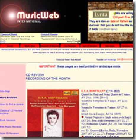 Screenshot des Artikels auf Music Web.com Screenshot des Artikels auf Music Web.com